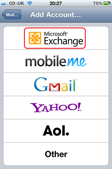 Add Microsoft Exchange