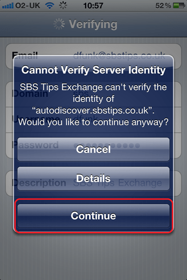 iPhone Exchange Email Autodiscover