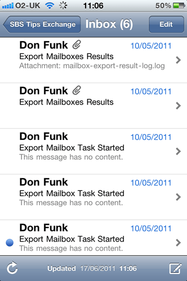 iPhone Exchange Email Syncd