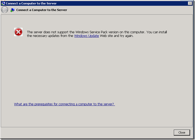 SBS Essentials Connect Error