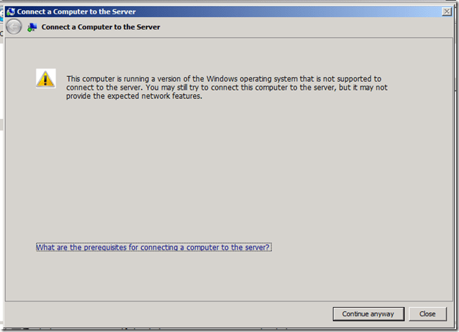 SBS Essentials Connect Warning