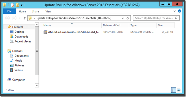 Update Rollup 1 Windows Server 2012 Essentials Transmog