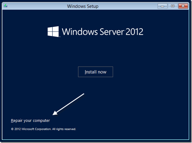 Advanced Installation Repair Options Screen Repair