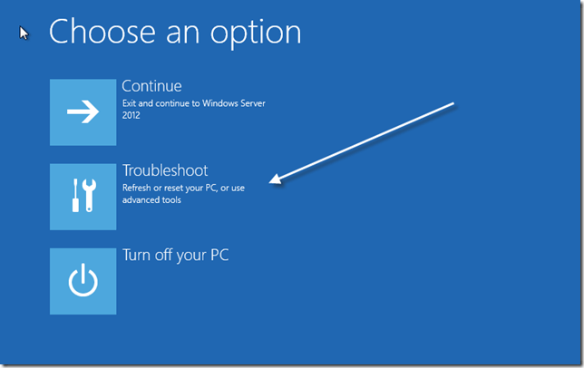 Advanced Installation Repair Options Screen Troubleshoot