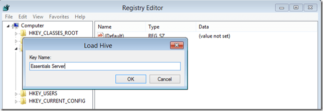 Installation Repair Registry Editor Load Hive Browse System Name Key