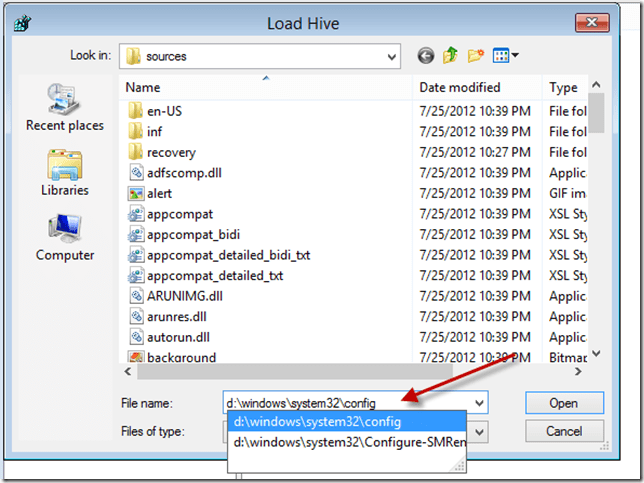 Installation Repair Registry Editor Load Hive Browse