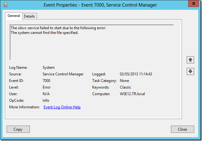 SILSVC Service Missing Files