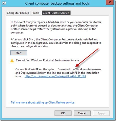 Restore Service WinPE Error