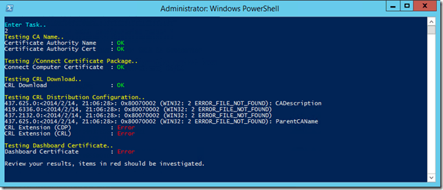 Essentials Configuration Tool Errors
