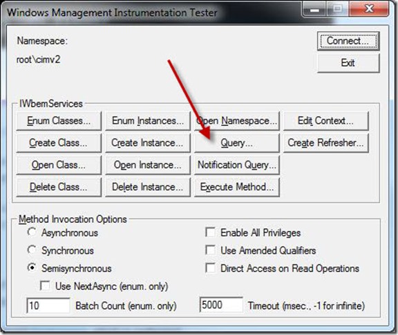 WBEMTest Query