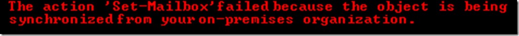 Set-Mailbox Error On Prem
