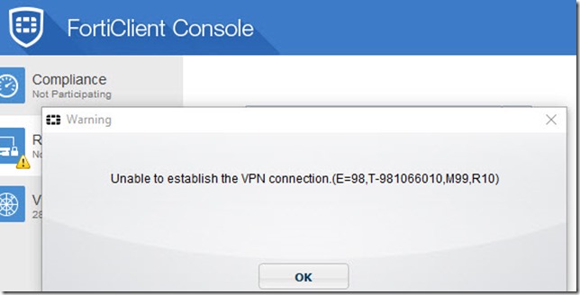 Fortinet SSL VPN Error